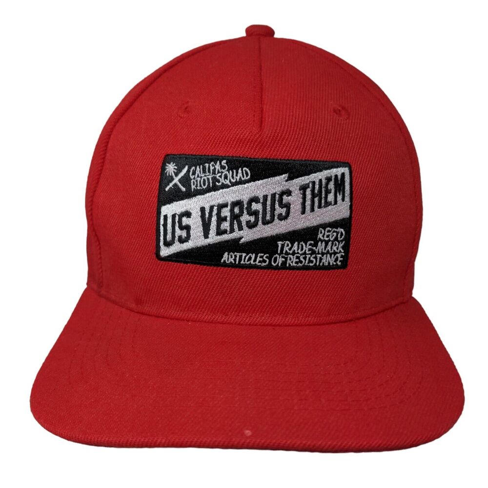 Us Versus Them Snapback Hat Red OSFA Embroidered Califas Riot Squad
